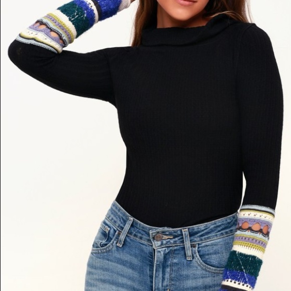NWT Free People Mixed Up Cuff Thermal Long Sleeve